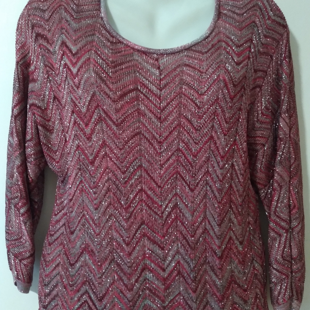 Pre Owned INC International Concepts Three Quater Sleeve Sweater Printed Size M